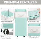 Goodpick Laundry Basket with Wheels, 75L Laundry Hamper with Wheels, Large Laundry Basket with Removable Wash Bag, Clothes Hamper for Laundry, Blue&White - Image 4