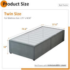 Maenizi Twin Bed Frames with Fabric Cover 18 Inch, Heavy Duty Metal Bed Frame Twin, No Box Spring Needed, Support Up to 2500 lbs, Easy Assembly, Noise Free, Black - Image 2