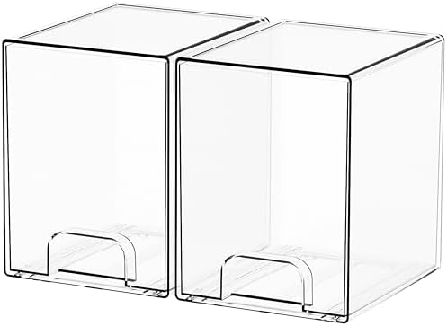 Yieach 2 Pack Clear Stackable Storage Drawers,7.6" H Baby Bottle Organizer,Acrylic Drawer Containers for Cosmetics,Skincare,Beauty Products,Cabinet,Vanity,Kitchen,Under Sink and Bathroom Storage Bins by Yieach