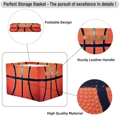 Basketball Storage Basket Toy Storage Bins Collapsible Cube Organizer - Image 6
