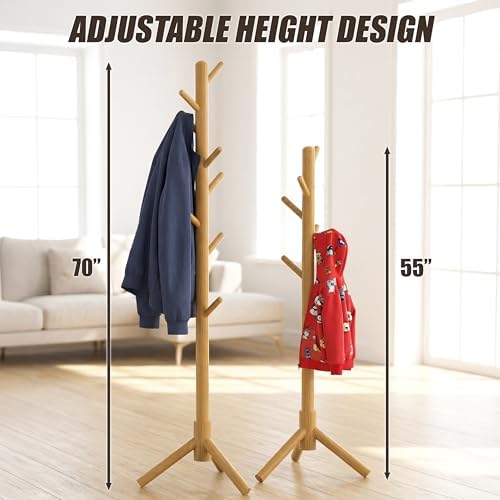 Simple Houseware Wooden Coat Rack Stand, Hall Tree with 9 Hooks, Oak - Image 7