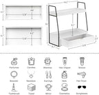 2-Tier Bathroom Countertop Organizer with Drawer, Wood Vanity Shelf White - Image 3