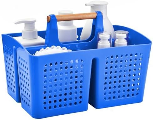 Portable Shower Caddy Basket with 3 Compartments and Handle, Deep Blue by PAKCHOICE
