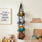 Black Hanging Sports Ball Organizer Bag | Mesh Wall Mount Storage for Basketball, Football, Soccer, Volleyball | Garage & Home Equipment Storage Solution - Image 4