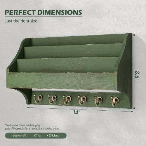 Rebee Vision Mail Organizer Wall Mounted with Mail Slot for Letters, Green - Image 2