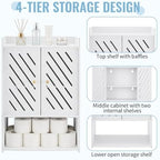 Bathroom Storage Cabinet Wall Mounted, 4-Tier Medicine Cabinet with Door, Small White Cabinet Wall Organizer with Door and Shelf, for Bathroom, Living Room, Entryway, Kitchen, Hallway Small Space - Image 4