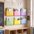 6 Pcs Pastel Color PU Wall File Organizer with Hook 2 Ring by Unknown