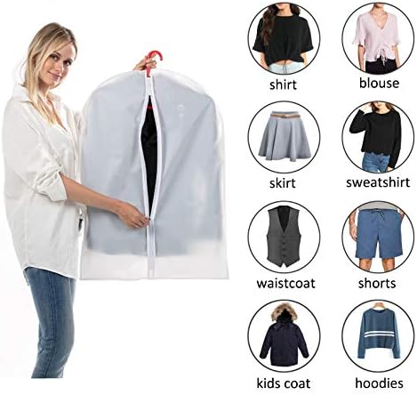 MsKitchen12Pack Short Garment Bags (24x32") - Dustproof Covers for Kids Clothes - Durable PEVA Storage Bags with Sturdy Zipper for Dance Costumes, Tops & Folded Pants (Translucent) - Image 4