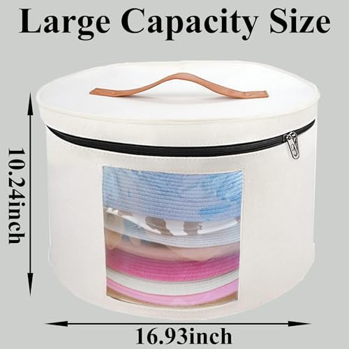 Hat Boxes for Women Storage 16.93" D*10.24" H Caps Carrier Case Organizer - Image 2