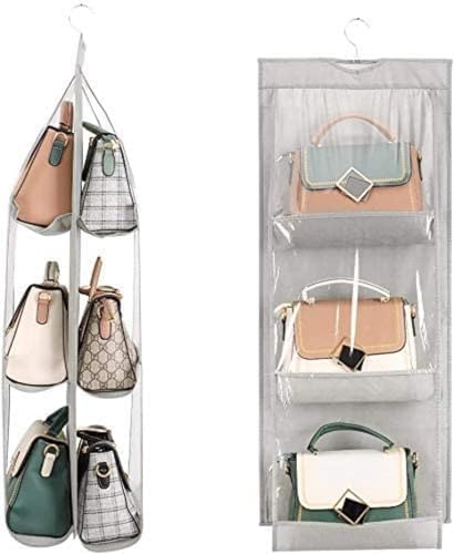 HAN SHENG 6-Pocket Clear Hanging Organizer, Handbag Storage, Grey, 1 Pack - Image 4