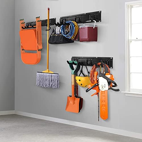 Garden Tool Storage Rack, Outdoor Power Tools Hangers for Garage Wall Organization with 6 assorted Multi-Purpose Hooks, Organizer Holders for Landscaping Equipment, Folding Chairs, Ladders etc. - Image 7