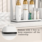 PEKER Bamboo Bathroom Organizer Countertop – Small Vanity Storage Shelf for Makeup, Perfume, Skincare – Natural Cosmetics Display Rack for Dresser, Sink, Kitchen –White - Image 7