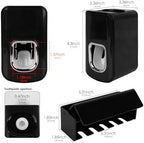 5 Slots Wall Mount Toothbrush Holder with Cover, Self Adhesive Toothbrush Storage Organizer for Shower, Toothbrush Hanger with Automatic Toothpaste Squeezer Dispenser(Black) - Image 2