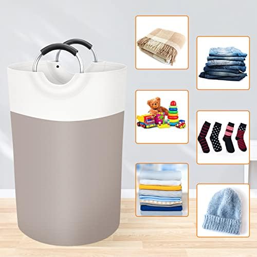 BlissTotes 75L Laundry Basket, Freestanding Collapsible Hamper, Brown - Image 4