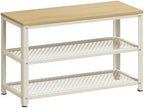 VASAGLE 3-Tier Shoe Rack, Storage Bench with Metal Mesh Shelves and Seat by Unknown