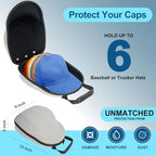 Glamgen Hard Hat Travel Case, Cap Storage for Baseball Caps with Adjustable Shoulder Strap and Carrying Handle, Hat Carrier Organizer Holder Bag up to 6 Hats for Women and Men Travel Home - Grey - Image 2