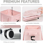 CHICVITA 75L Laundry Hamper with Wheels 2-Pack, Wash Bags, Pink - Image 2