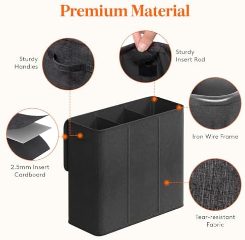 Lifewit Triple Laundry Hamper with Lid, Removable Laundry Bags, Dark Gray - Image 2