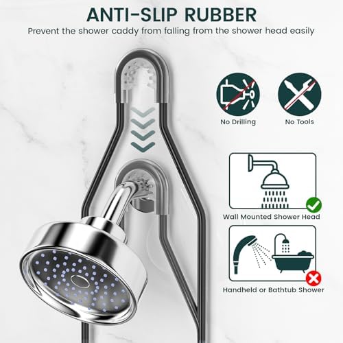 REINHARDT Adjustable Shower Caddy Hanging Rustproof Shower Organizer, Black - Image 4