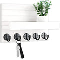 Lwenki Key Holder for Wall, Decorative Key and Mail Holder with Shelf Has Large Key Hooks for Bags, Coats, Umbrella – Paulownia Wood Key Hanger with Mounting Hardware (9.8”W x 6.7”H x 4.2”D) by Lwenki