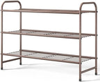 Kitsure Shoe Rack - Stainless Steel Shoe Organizer, Sturdy Shoe Rack for Closet and Front Door Entrance, Free Standing Shoe Shelf, Closet Organizers and Storage, 25.6" Wide - 3 Tier, Brown | Sturdy Shoe Rack for Closet and Entryway, Free Standing Shoe ... by Kitsure