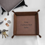 Personalized Leather Valet Tray for Men, Custom Text Brown Catchall - Image 6