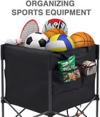 EVER ADVANCED Rolling Ball Storage Cart Lockable Wheels, 33x22.8in/45x25in Collapsible Garage Sports Equipment Organizer for Volleyball Basketball Tennis Toy Storage Multi-Sport Family Gym - Image 5