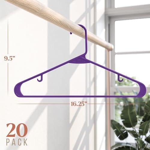 Plastic Hangers 20 Pack Purple - Clothes Hangers - Makes The Perfect Coat Hanger and General Space Saving Hangers for Closet and New Apartment Essentials - Percheros Ganchos para Colgar Ropa Hangars - Image 2