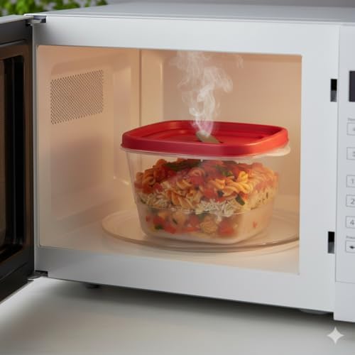 Tribello BPA-Free Plastic Food Storage Set, Red Vented Lids - Microwave, Dishwasher Safe: Perfect for Meal Prep, Leftovers, and Kitchen Organization (3 x 7-Cup) - Image 2