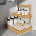 Bamboo Under Sink Organizer - 2 Tier Pull Out Cabinet Shelves with Adjustable Height, Undersink Storage Slide Out for Kitchen Bathroom Cabinet Pantry by EASIDAYFAN