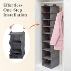 Lifewit Hanging Closet Organizer and Storage for Clothes 8 Tier | Portable, Foldable, Fabric, Top of Shelves with 2 Sturdy Hooks, Clothing Organization for Wardrobe, Dorm, Bedroom, Gray - Image 6