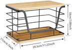 ALOCEO Large Wire Basket for Kitchen Pantry, Stainless Steel Kitchen Counter Organizer for Potato Onion, Trash Bag Dispenser Under Sink with Bamboo Top, Black - Image 3