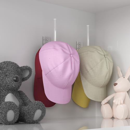 Durmmur Clear Acrylic Hat Organizer, Hat Rack for Wall,Each Holds 15 Hats - Image 4