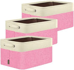 BALEINE 3 Pack Fabric Closet Storage Bins for Shelves, Linen Closet Organizers and Storage, Decorative Baskets for Organizing, Shelf, Clothes, Home, Office (Pink, 17''x13''x10.5'') by BALEINE