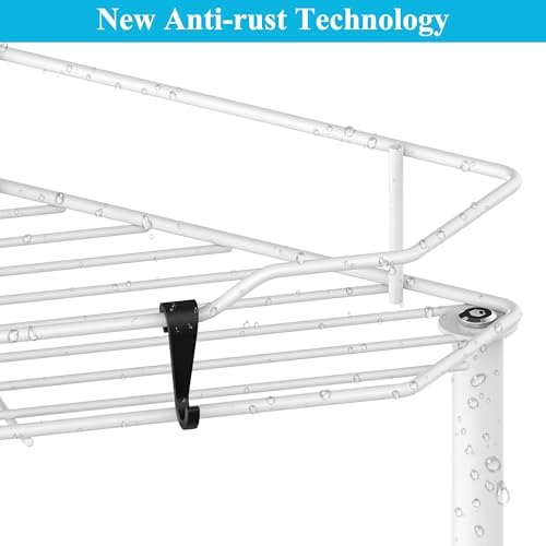 HuggieGems Metal Floor Standing Corner Shower Caddy, White, 3 Tier - Image 3