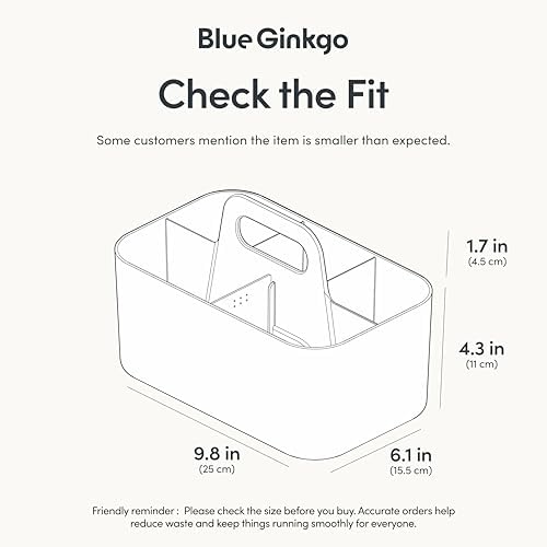 BLUE GINKGO Stackable Organizer Caddy, Rectangle, White, Made in Korea - Image 3