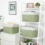 Bidtakay Large Fabric Baskets for Organizing [3-pack] Closet Organizers and Storage Baskets for Gifts Empty Foldable Nursery Baskets for Toy Storage 15 X 11 X 9.5 Inches (White&green) - Image 3