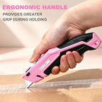 TOPLINE 2-Pack Pink Utility Knife Set, Retractable Pink Box Cutter - Image 3