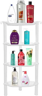 4 Tier Corner Shower Caddy, Rustproof, Plastic Shower Organizer for Bathroom, Bathtub, Shower pan, Bath Accessories Shower Caddies, 13.5 x 10 x 33.5 Inches, White (Round Slot White 4 Tier) - Image 4
