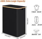 efluky Laundry Hamper 3 Section with lid and 3 Removable Bags, Black - Image 2
