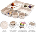 Welaxy 7pc Scandinavian Felt Desk Drawer Organizer Oatmeal Catchall Tray - Image 6