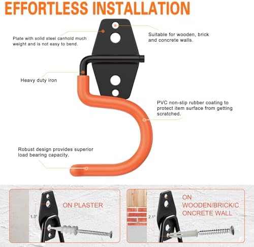 HUPBIPY 6 Pack Metal Garage Hooks, Heavy Duty S Hooks Tool Hangers for Garage Wall, Shed, Garden Storage Organizer - Image 3