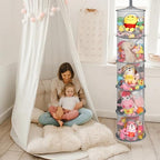 3Pcs Hanging Stuffed Animal Storage Hammock Net 5 Tiers, Grey - Image 2