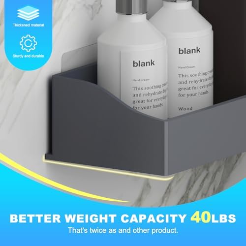 Acrylic Shower Caddy Bathroom Organizer,Rustproof Shower Shelves - No Drilling Wall Mount Shelf, Adhesive Bathroom Storage For Shampoo With Soap Holder 3 Pack - Image 6
