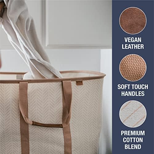 Collapsible Fabric Laundry Basket Tote Premium, Herringbone, 2 Pack - Image 4