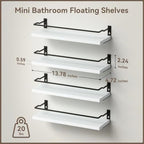 RICHER HOUSE White Bathroom Floating Wall Shelf Set of 4, Small Organizer Over Toilet Storage, Guard-Rail Kitchen Shelves - White - Image 3