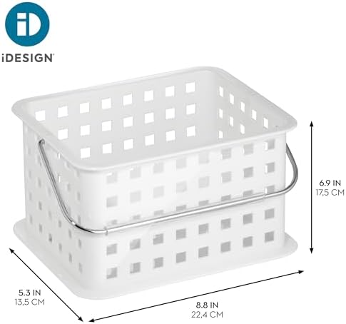 iDesign Portable Shower Caddy Basket with Handle, White - Image 4