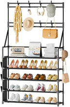 OYREL Shoe Rack, 5 Tier Shoes Storage Organizer with Hooks and Side Pocket by OYREL