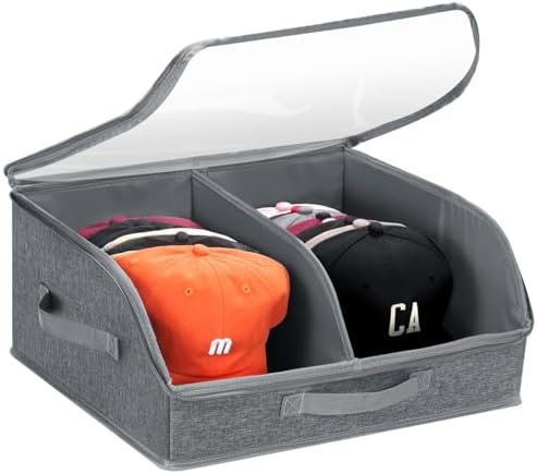 Hat Organizer for Baseball Caps, Wide Hat Storage Box for Closet, Dark Gray by PANGTON