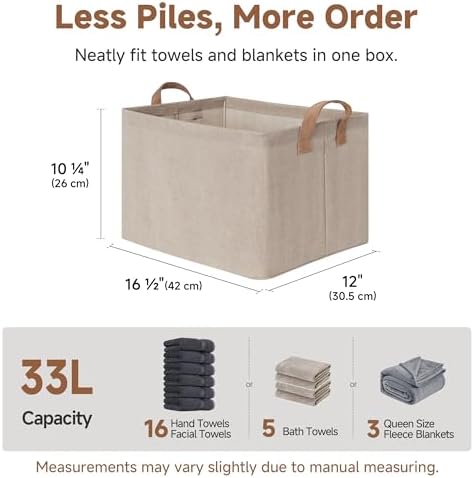 StorageWorks Large Fabric Storage Bins, Brown and Beige, 2-Pack - Image 6